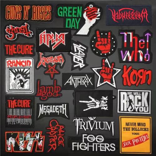 Rock Band Patches For Clothing Music Metal Punk Patches Appliques Iron on Badges Clothes Stickers DIY Sewing Embroideriy Stripes
