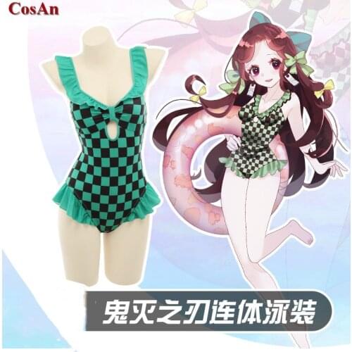 New Anime Demon Slayer:Kimetsu No Yaiba Kamado Tanjiro Cosplay Costume Sweet Sexy Swimsuit Activity Party Role Play Clothing