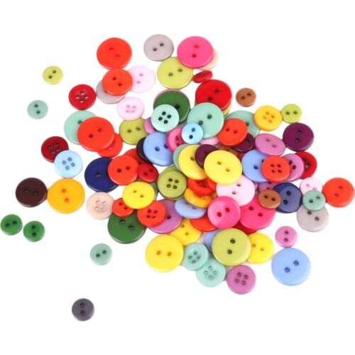 Resin Kids Round Button Craft Sewing Cardmaking Mixed Size Colors 100Pcs