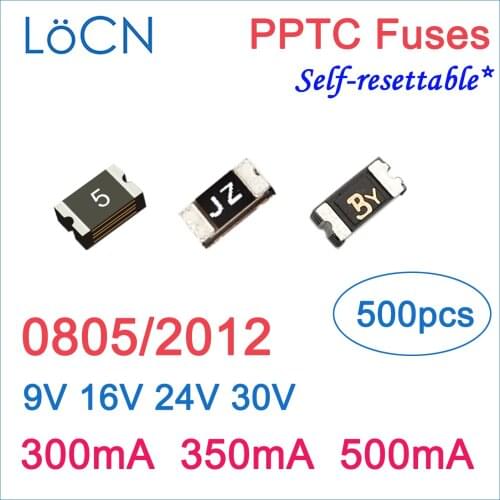 Fuses PPTC 0805 2012 300mA 350mA 500mA 0.3A 0.35A 0.5A 9V 16v 24v 30v SMD self Resettable Made in china high quality 500pcs