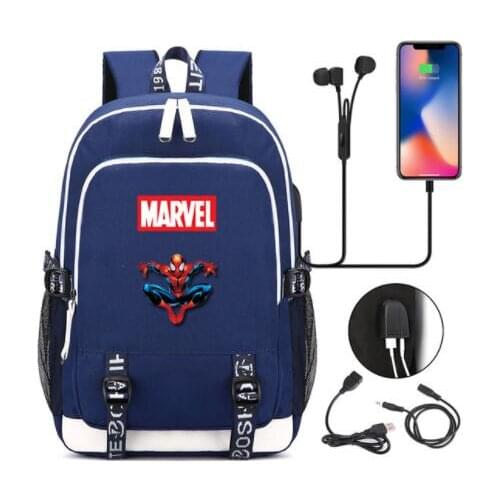 MARVEL New Outdoor Travel Backpack USB Charging Listen to Music Backpack Teenager Printing Schoolbag Laptop Backpack mochila