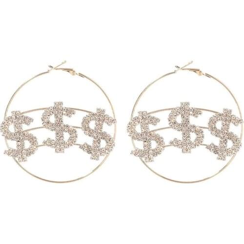 Earrings Fashion Jewelry 2021 European exaggerated creativity dollar Rhinestone feminized Fashion Earrings accessories wholesale