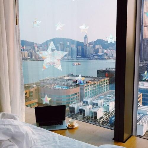 Static Glass Stickers PVC Glue-free Rainbow Prism Stars Diamond Clouds Birds Removable Window Decoration Film Iridescent Vinyl