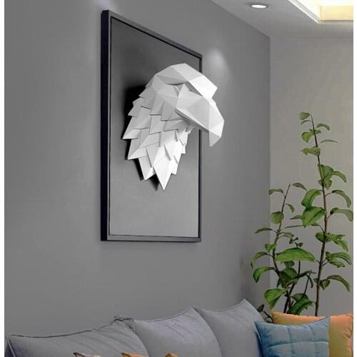 Eagle Head Statue Home Decoration Accessories Animal Abstract Sculpture Wall Hang Decor Statue Living Room Mural Art Craft gift