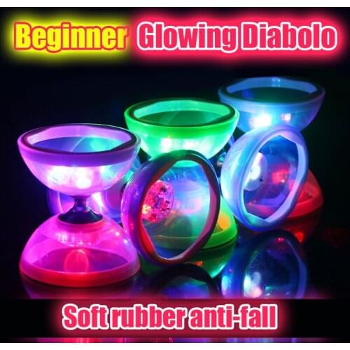 Luminous Diabolo Double Headed Child Student Adult Beginner Diabolo Chinese Yo Yo Classic Toy Juggling Toy with Handle and Rope