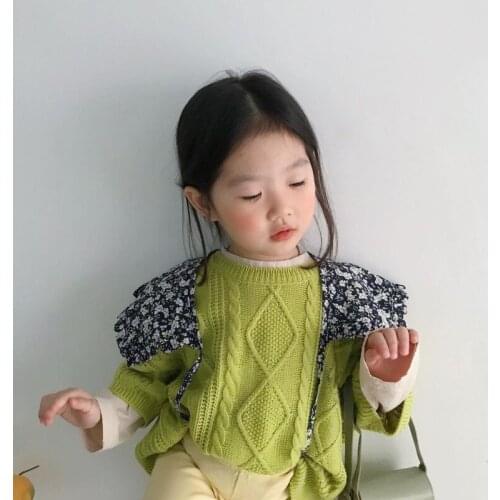 Girls Sweater Babys Coat Outwear 2021 Green Beige Thicken Warm Winter Autumn Knitting Casual Pullover Top Cotton Childrens Clo
