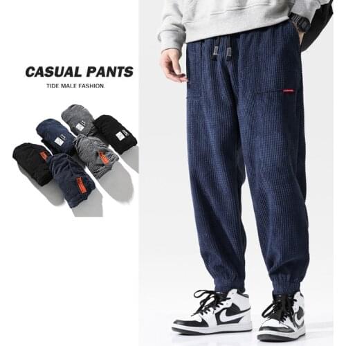 Corduroy Baggy Pants Mens Autumn Fashion Ankle-Length Harem Hip Hop Casual Trousers 2021 New Streetwear Vintage Joggers Pants