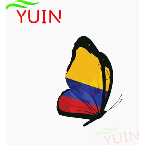 Colombia Flag Butterfly Car Sticker Fashion PVC Bumper Window Decoration Motorcycle Waterproof High Quality Decal 11*8cm