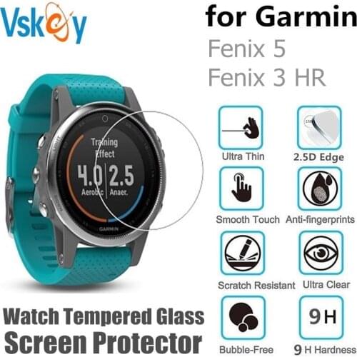 VSKEY 10PCS Tempered Glass for Garmin Fenix 5 Fenix 3 HR Round Watch Screen Protector Fenix 3 HR Protective Film