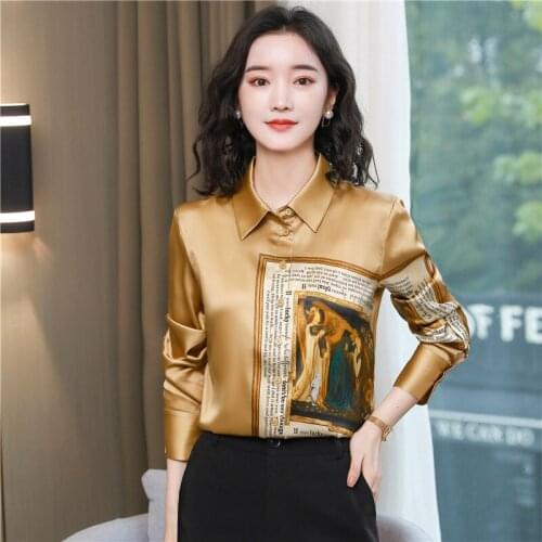 Dropshipping New Spring Summer Fall Runway Vintage Photos Print Collar Long Sleeve Womens Party Casual OL Work Top Shirts Blouse