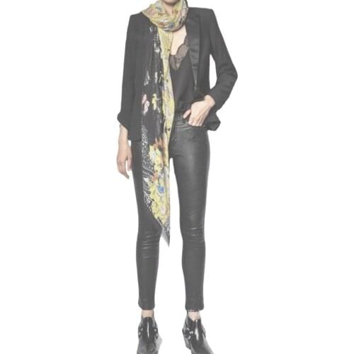 Women Tassel Trim Square Scarf Ladies Floral Dot Wolf Head Butterfly Print Female Large Shawls 2021 New