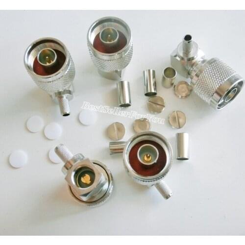 1Pcs N Male Crimp 90 Degree For RG58 RG142 LMR195 RG400 Cable Right Angle RF Connector
