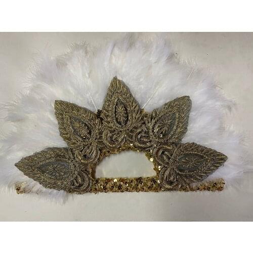 1Pc/bag African Turkey Feather Hand Fan Handmade Fans for Party&Wedding Decoration Hand Fan with Lace Double-sided Feather Fan