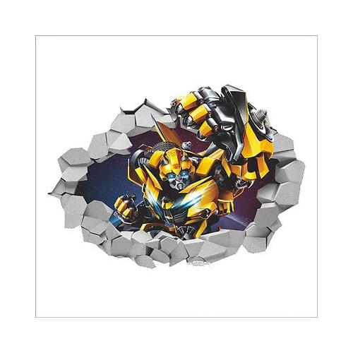 3D Bumblebee Transformers Decal Removable Break Wall Sticker Kids Room Decor HOT Kids Nursery Decor Applique