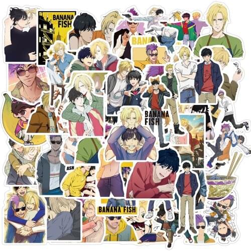 50PCS New BANANA FISH Stickers PVC Cartoons Anime Sticker Toy Gift For DIY Suitcase Phone Skateboard PS4 Water Bottle Helmet