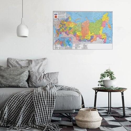 84x59cm Canvas World Map Sticker Retro Map with Russian Language 2014 Vintage Office Supplies Detailed Antique Poster Wall Chart
