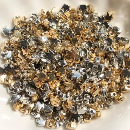 200Pcs/lot 8x5mm Inside Hole CCB Crown Gold Silver Color Loose Spacer Acrylic Beads DIY Jewelry Making Findings Charm Beads