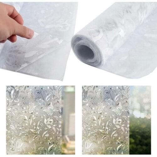 3D 100x45cm Anti-static Glass Sticker Opaque Flower Window Adhesive Sticker Film On Window Self-Adhesive Film Paper Glass Y3L4