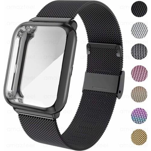 Wristband For Xiaomi Amazfit Bip U Pro Strap Meatl Bracelet For Amazfit gts 2 mini Srmat Watch Full Cover Case Protector Coque