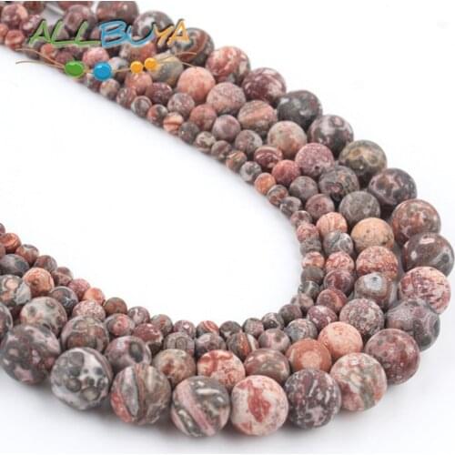 Natural Round Leopard Skin Jaspers Stone Loose Beads for Jewelry Making DIY Bracelet Necklace Accessories 15" Minerals Beads