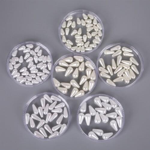 6x10mm 6x14mm Water Droplets Imitation Pearls Straight Hole Spacer Beads for needlework accessories & Jewelry Making