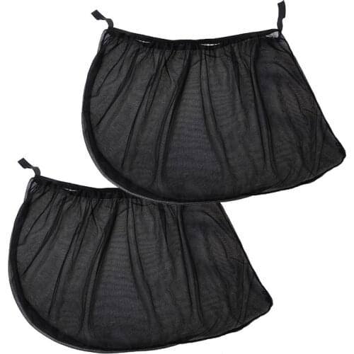 2Pcs Black Sun Visor Rear Side Window Mesh Fabric Car Sun Visor Shade Cover Shield UV Protector Visor