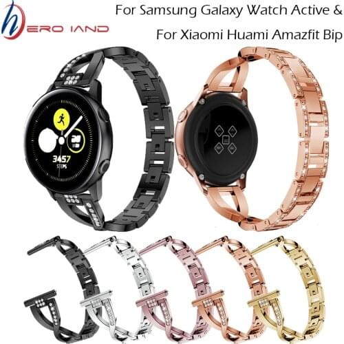 For Galaxy Watch Active 2 Smart Watch band Metal Crystal Watch Strap Wrist Band for Samsung Galaxy Watch 42mm Gear S2 Sport Belt
