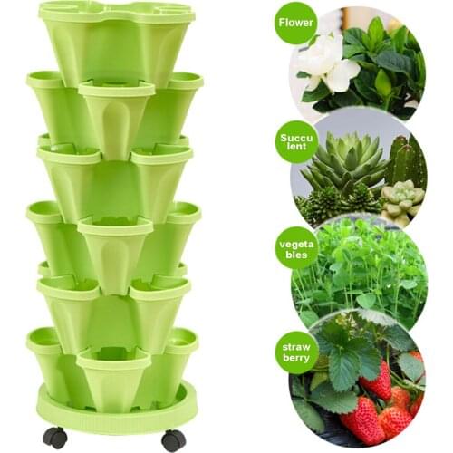 Eco-friendly Biodegradable PP Green Flowerpot Corrosion Resisting PP Three-dimensional Multi-layer Superimposed Plant Pot Tower