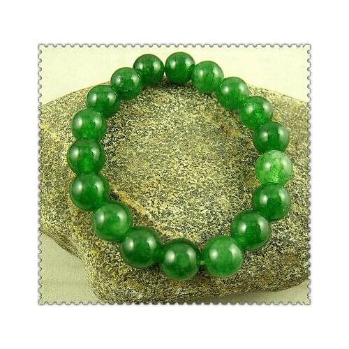 10mm Green chalcedony Beads Amulet Elastic Bracelet