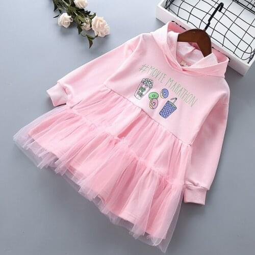 2-6 years High quality cotton girl dress 2019 new spring autumn casual active kid children clothing girls princess hooded dress