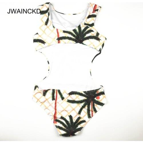 JWAINCKD Swimsuit New Sexy Girl Plant Weeds Leaf 3D Print Sleeveless One piece Swimwear Women Bodysuit Bathing Suit Modest Swim