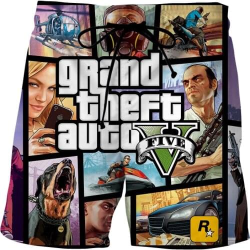 Grand Theft Auto series Summer Shorts male Cool GTA5 3D Print Mens swimming trunks Beach Shorts Fun board shorts Mens clothing
