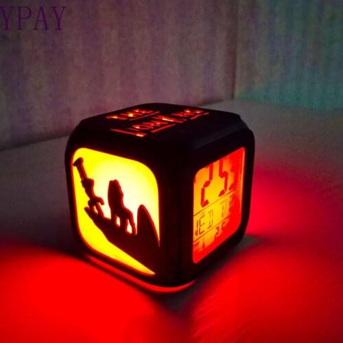 Forest Lion King creative 3D 3D led small alarm clock childrens room bedroom led night light electronic clock bedside clock