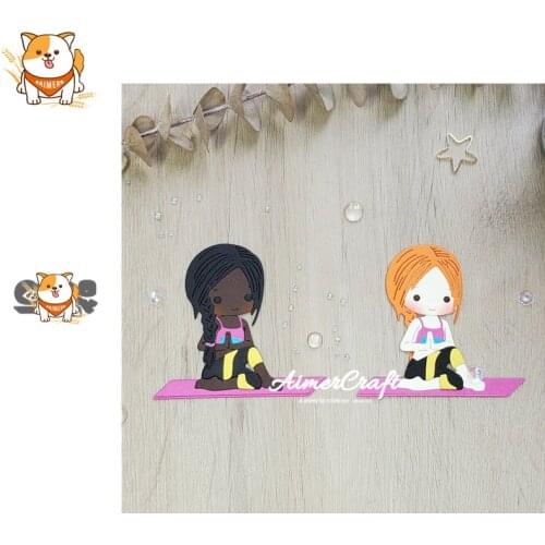 Yoga Girl Exercise Metal Cutting Dies Scrapbooking Stencil Decorative Embossing Craft Die Cuts Card Making New Dies For 2020