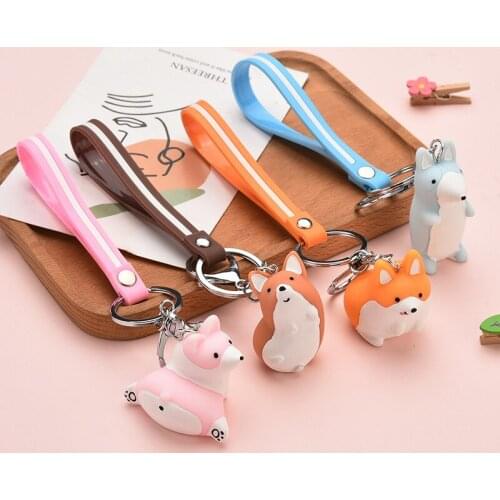 New Fashion Cartoon Dog Keychain Keyring Cute Resin Anime Keyring Bag Car Hanging Key Chains Gift