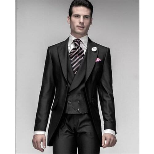New Classic Men’s Suit Smolking Noivo Terno Slim Fit Easculino Evening Suits For Men costume home Black Groom Tuxedos groom Gro