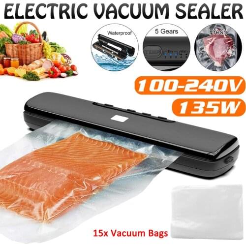 New Vacuum Packing Machine 100V-240V Commercial Household Food Vacuum Sealer Film Sealer Vacuum Packer Include 15Pcs Bags