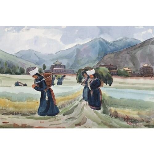 Scenery canvas prints landscape modern Chinese artist masterpiece poster picture art Chinese countryside view by Han Leran