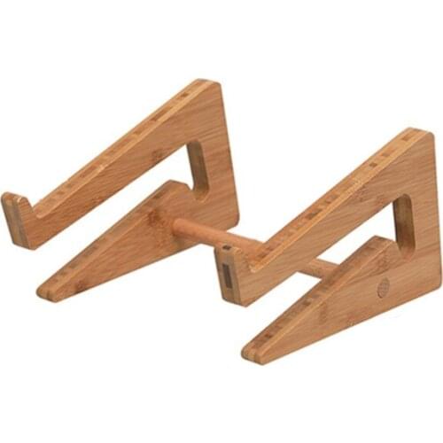 Wood Desktop Tablets Stand Cooling Non-Slip Notebook Holder Adjustable Lifting Wooden Riser for Notebook Laptops 15