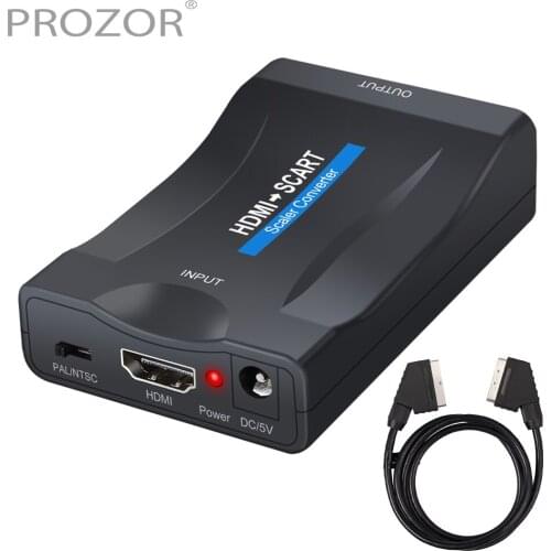 Proster HDMI to SCART Converter HDMI Input SCART Output Adapter Composite Video HD Stereo Audio Adapter 1.5m scart cable for PS3