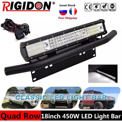 RIGIDON 9D Quad Row 18inch/450W LED Work Light Bar +23inch Mounting Bracket +Wiring Cable Combo Beam for Boat 4WD 4x4 Truck UTE