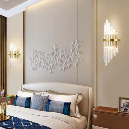 Postmodern Luxury Crystal Wall Lamp Living Room American Style Bedroom Stairs Corridor Aisle Wall Lamp Home Decor Bedside Lamp
