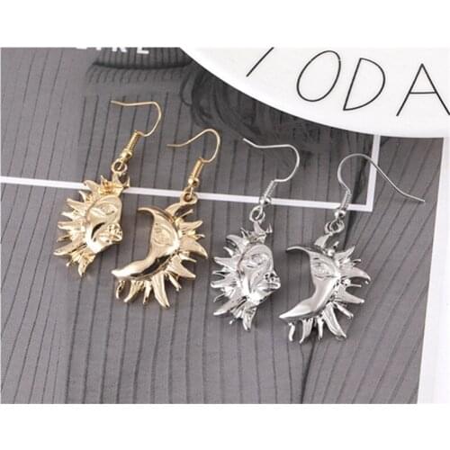 KPOP sun face shape asymmetric earrings unisex 2021 retro fashion punk hip hop rock ethnic style wedding party wild gift