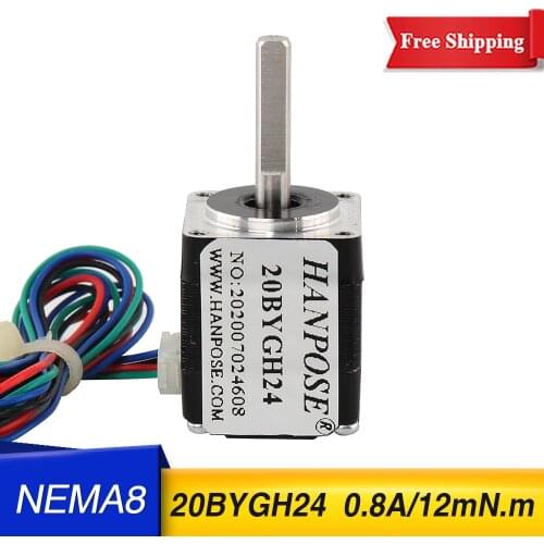 Mini Stepper motor 24mm 12mN.m 0.8A 1.8 degrees 20BYGH24 Nema8 steper motor for 3D Medical machinery accessories