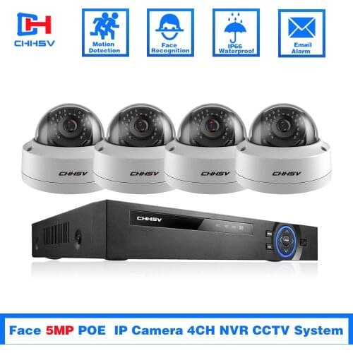 4CH 8CH POE 5MP 48V NVR System 5MP h.265 Audio Record NVR Camera Kit Outdoor P2P IR CCTV Surveillance Home Security Video Set