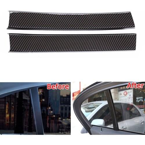 Car Styling Interior Rear Seat Window C Pillar Cover Trim Carbon Fiber Style Chrome ABS Decoration Molding For BMW 5 Series 2018