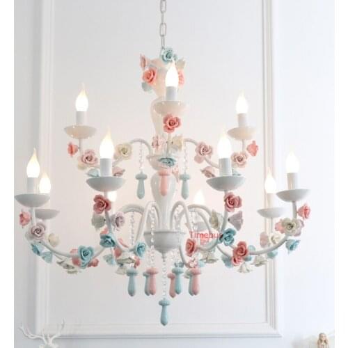Fresh Bedroom Ceiling Decoration Chandelier Lighting For Kids Room lustre de Cristal Ceramic Chandelier Ligths life Crystal lamp