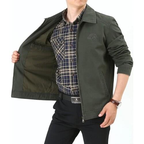 Autumn Jacket Men Windbreaker Dad Jacket Military Jackets Turn-down Collar Leisure Coat Male Outerwear casaco masculino M-4XL