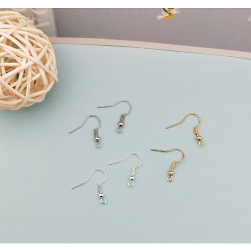 100pcs/lot Gold Silver Colors Earring Hooks Beads Iron Ear Hook Clasp With Bead Charms Earring Wires Fit DIY Jewelry Findings