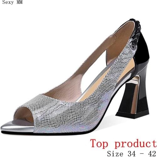 Women High Heels Peep Toe Pumps High Heel Shoes Sandals Woman Summer Shoes Genuine Leather Small Plus Size 34 - 40 41 42